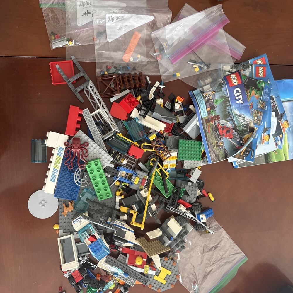LEGO City Police Coast Guard Bulk Lot Parts Minifigures Manuals Octopus 3 lbs